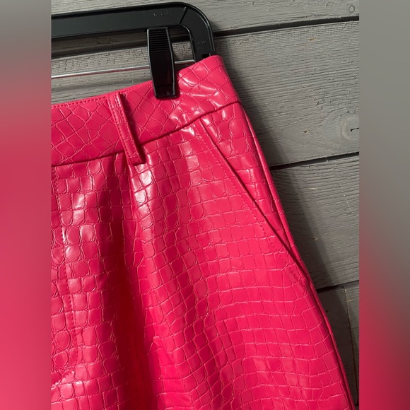 NWT 2pc 7 For All Mankind Pink Croc Leather Corset Crop Top Shorts Set Sz Small - Picture 12 of 16